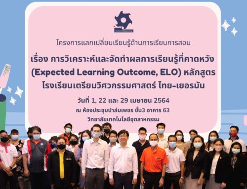 โครงการแลกเปลี่ยนเรียนรู้ด้านการเรียนการสอน เรื่อง การวิเคราะห์และจัดทำผลการเรียนรู้ที่คาดหวัง (ELO) หลักสูตร โรงเรียนเตรียมวิศวกรรมศาสตร์ ไทย – เยอรมัน